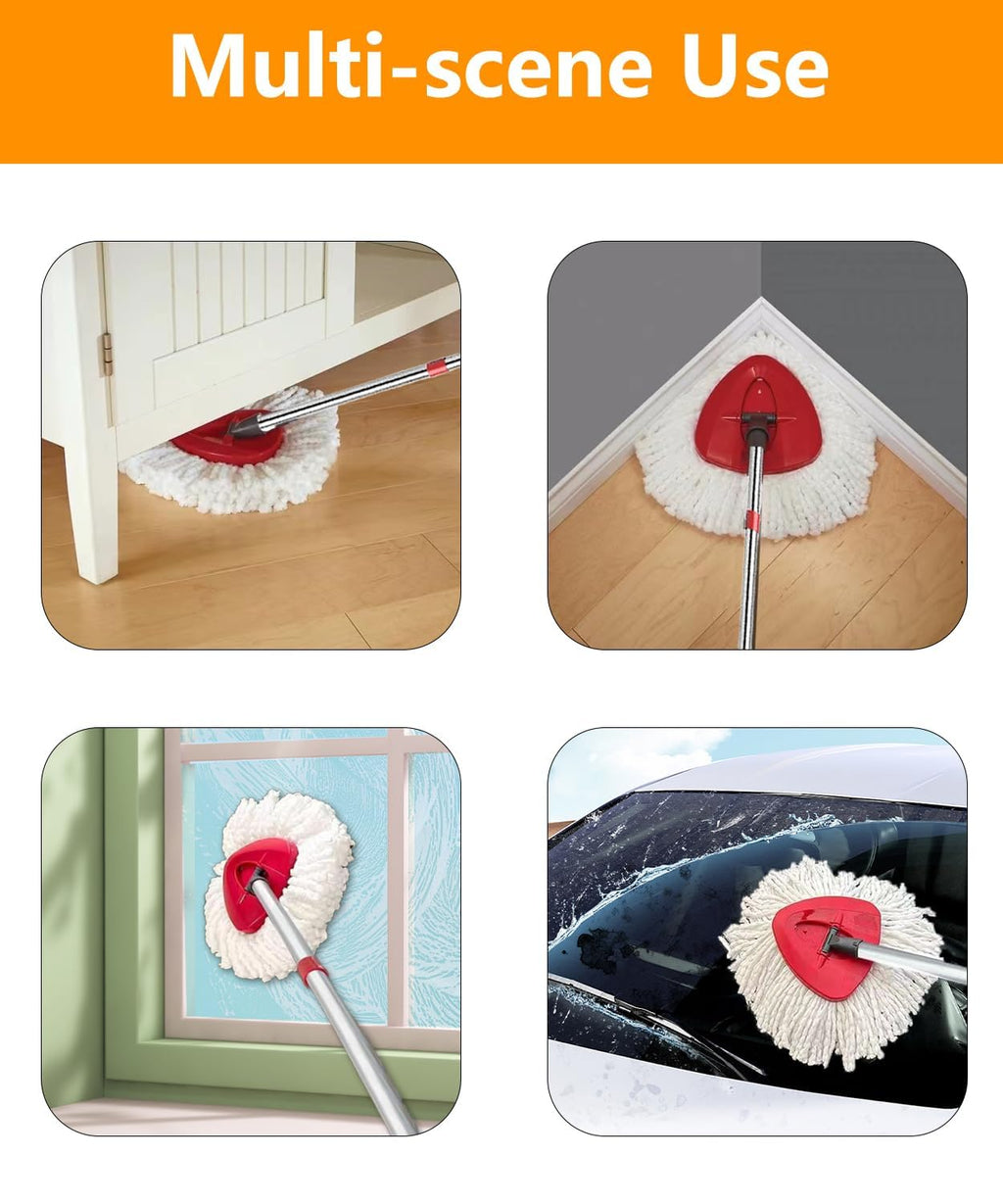 4 Pcs Spin Mop Heads Replacements For Vileda,Spin Mop Replacement Head Set with Base and 30" to 58" Mop Handle,Mop Head Replace,Mop Refills Machine Washable& Easy-to-Replace