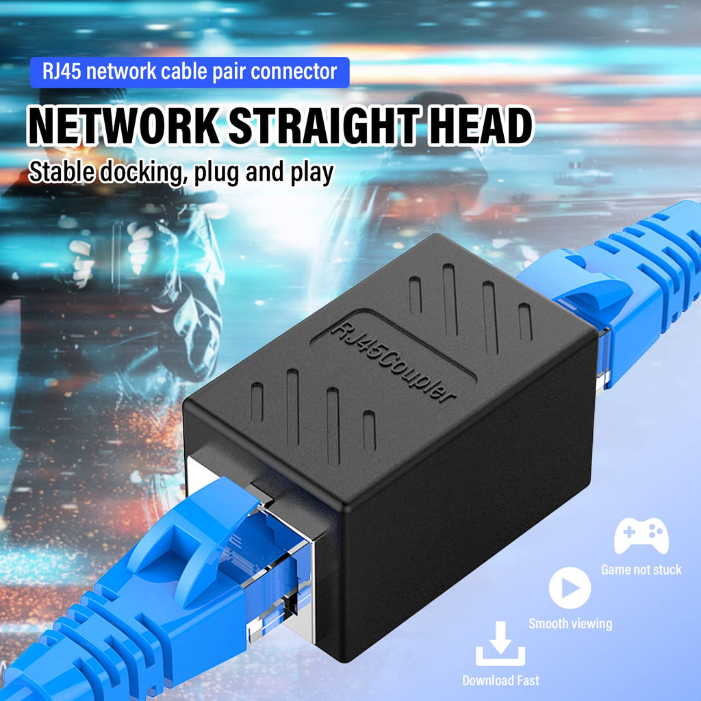 OLCANA 10 Pack RJ45 Ethernet Coupler RJ45 Ethernet Cable Connector in Line Female to Female Extender 10Gbps Coupler for Cat7 Cat6 Cat5e Cat5 Connector