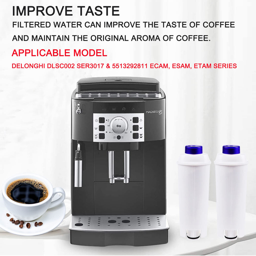 IZSOHHOME Coffee Machine Filters,Replacement for DeLonghi Filter DLSC002, Water Filter Cartridges Activated Carbon Softener,De'Longhi ECAM, Esam, ETAM, BCO, EC.(4 Packs)
