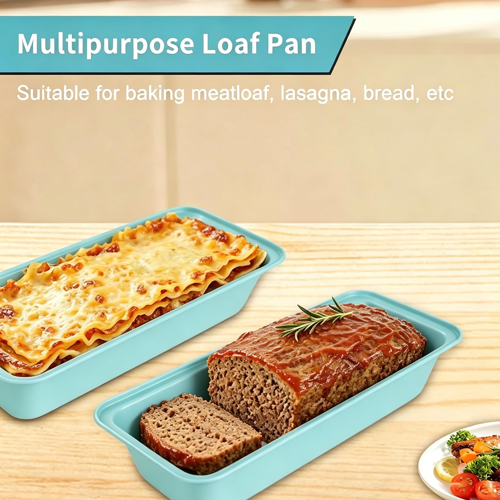Barlket Bread Loaf Pans, 13x5 Inch Bread Pan Nonstick Set of 2, Carbon Steel, with Rounded Corners, Extra Large 2.6" Deep Bread Tins for Baking Meatloaf, Cakes, Sandwich, Toast, Blue Color