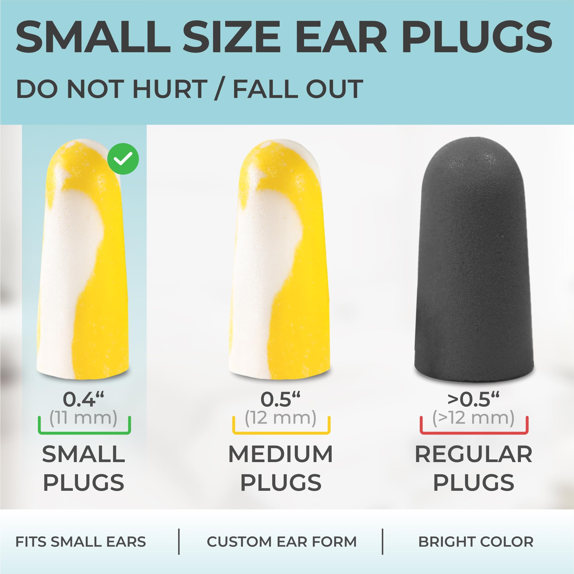 PQ Small Ear Plugs for Sleeping - 40 Soft Earplugs for Small Ear Canals, Ear Plugs for Sleeping Noise Cancelling Level 32 dB, Earplugs Sound Blocking Sleeping, Earplugs Sleep for Women and Men