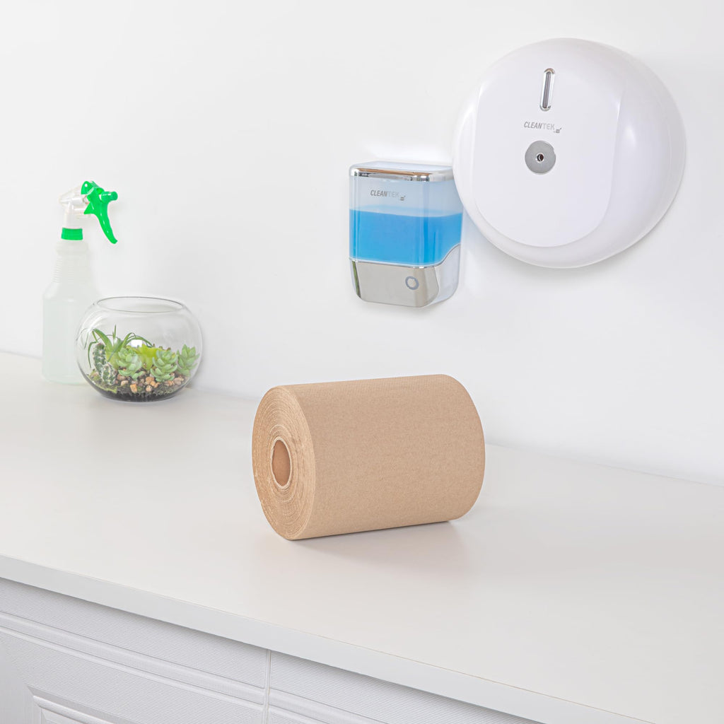 Restaurantware-Paper Towel Roll 600' x 1 Roll Long Paper Towel 8" Wide Hand Towel Roll 1 Ply Universal Dispenser 2" Core Hardwound High Absorbency Everyday Use for Commercial Washroom Kraft
