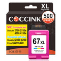 COCCINK 67XL Ink Cartridges Colour for HP Deskjet 2800e 2855e 2842e 2827e 2852e 4255e 4200e 4252e 4227e Envy 6052e 6055e 6058 6065e 6452e 6455e 6458e for HP Printer Inkjet 67 XL Color