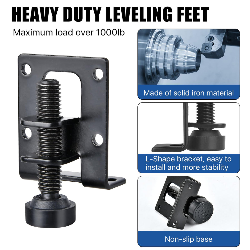 Supkiir 8 Pack Adjustable Leveling Feet, Heavy Duty Furniture Levelers, Black Adjustable Load Levelers Foot Table Leg Leveling Legs for Cabinet Chair Workbench Shelving Units Wardrobe