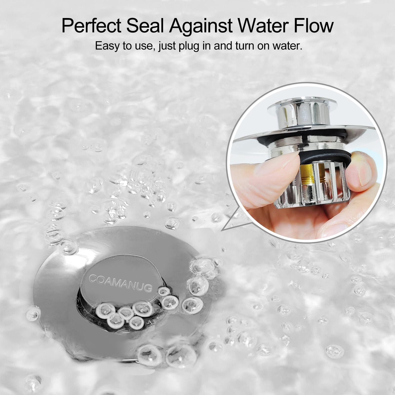 coamanug Bathtub Stopper | Shower Drain Hair Catcher, Pop-up Tub Stopper with Strainer | Bathroom Drain Plug | Drain Protector for 1-1/2 to 1-3/4"" Bath Drain Hole