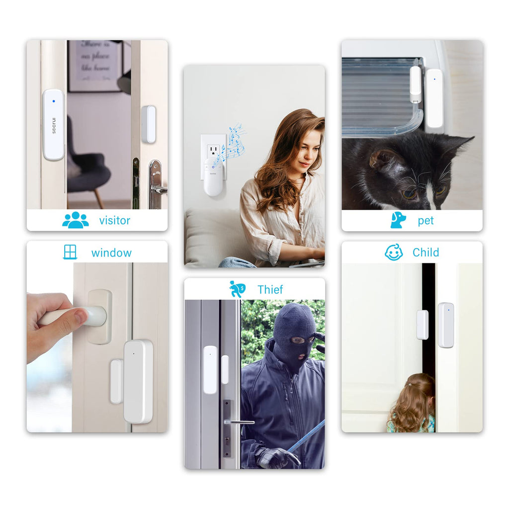SECRUI Door Chime, Door Chimes When Door Opens with 5 Adjustable Volumes, Easy Installation, 52 Chimes, 500ft Wireless Range, M508+D7, White