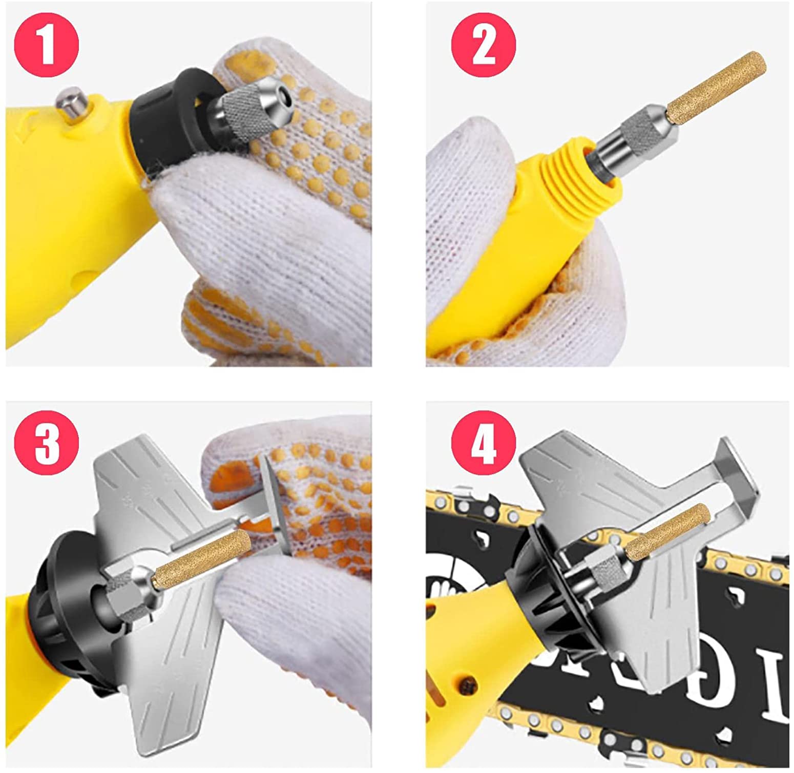 AOKLIT 30 pcs Diamond Chainsaw Sharpener 1/8" Shank,Titanium Plated Burr Stone File in 3 Size Diamond Sharpening Wheels Chainsaw File for Electric Chain Saw. (5/32 inch, 3/16 inch, 7/32 inch)