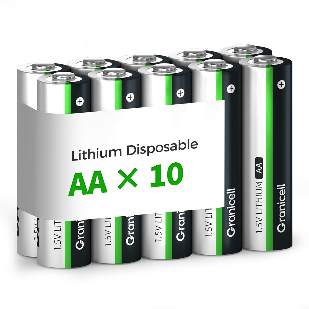 Granicell Lithium Iron AA Batteries 10-Pack, 3500mAh 1.5V High-Capacity for Flashlights, Toys & Electronics