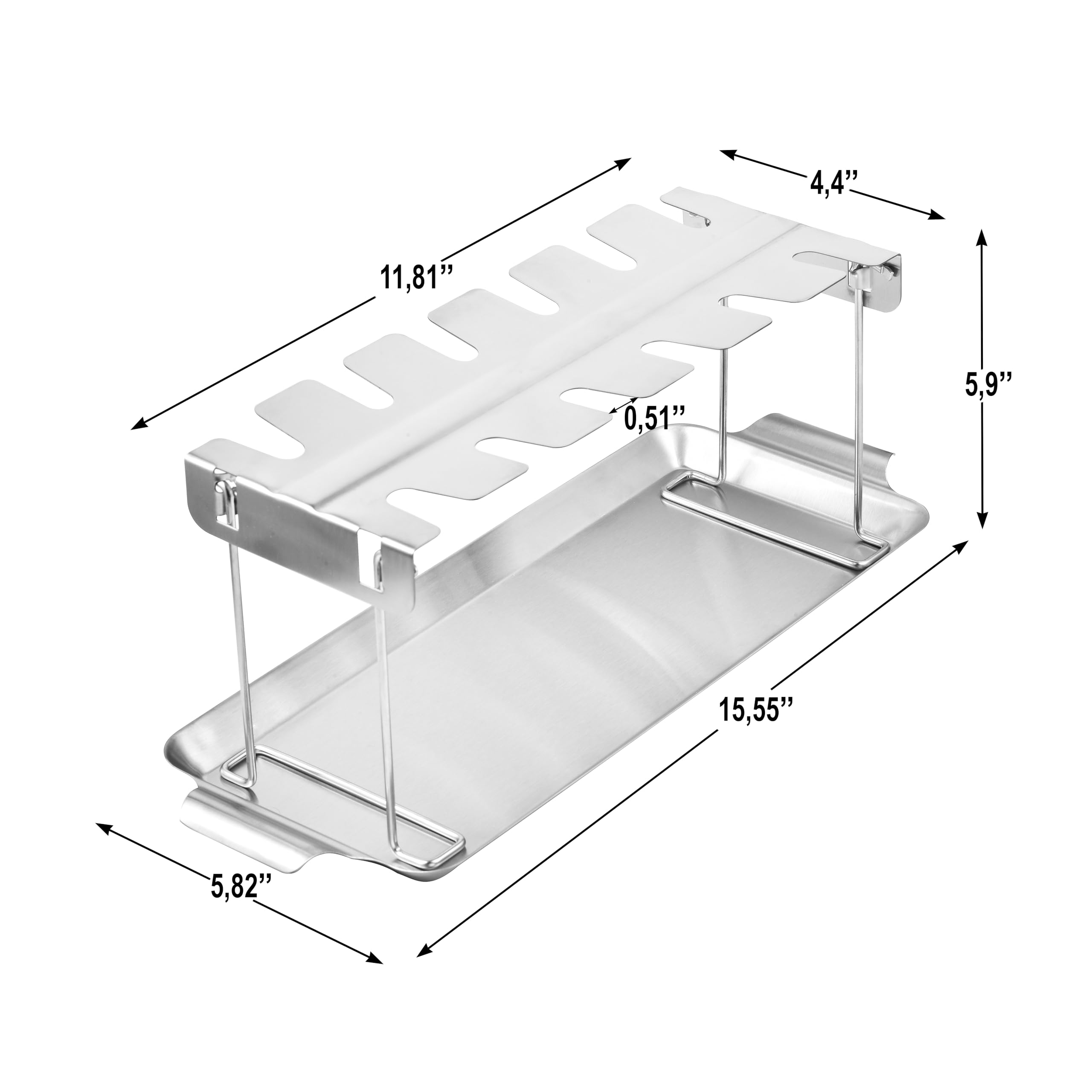 Chicken Leg Rack for Grill with Drip Tray - 12 Slots Drumstick Rack for Smoker, BBQ, and Lollipop Holder - Premium Stainless Steel Chicken Drumstick Holder for Roasting and Smoking