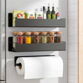 Kitchen spice rack, magnetic spice rack for fridge with paper towel holder, magnetic fridge shelf