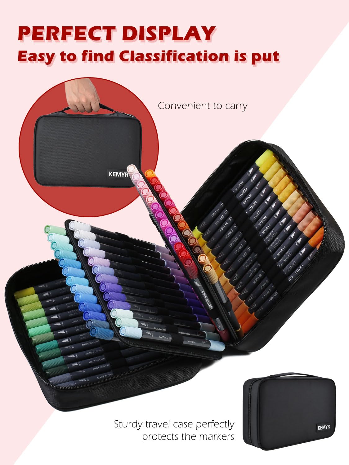 KEMYR Markers for Adult Coloring Books: 80 Colors Markers Set Dual Tips Fine & Brush Pens Water-Based Art Markers for Adults Drawing Sketching Bullet Journal Writing Lettering No bleeding