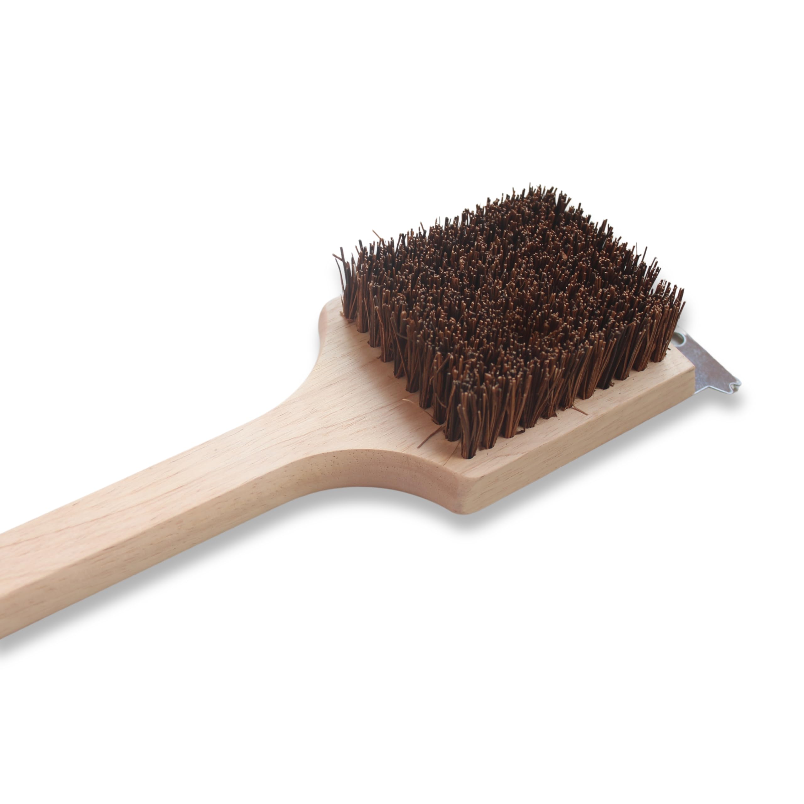 Deluxe Large Wood BBQ Brush Palmyra Bristles (Safe-Contains No Metal Bristles)