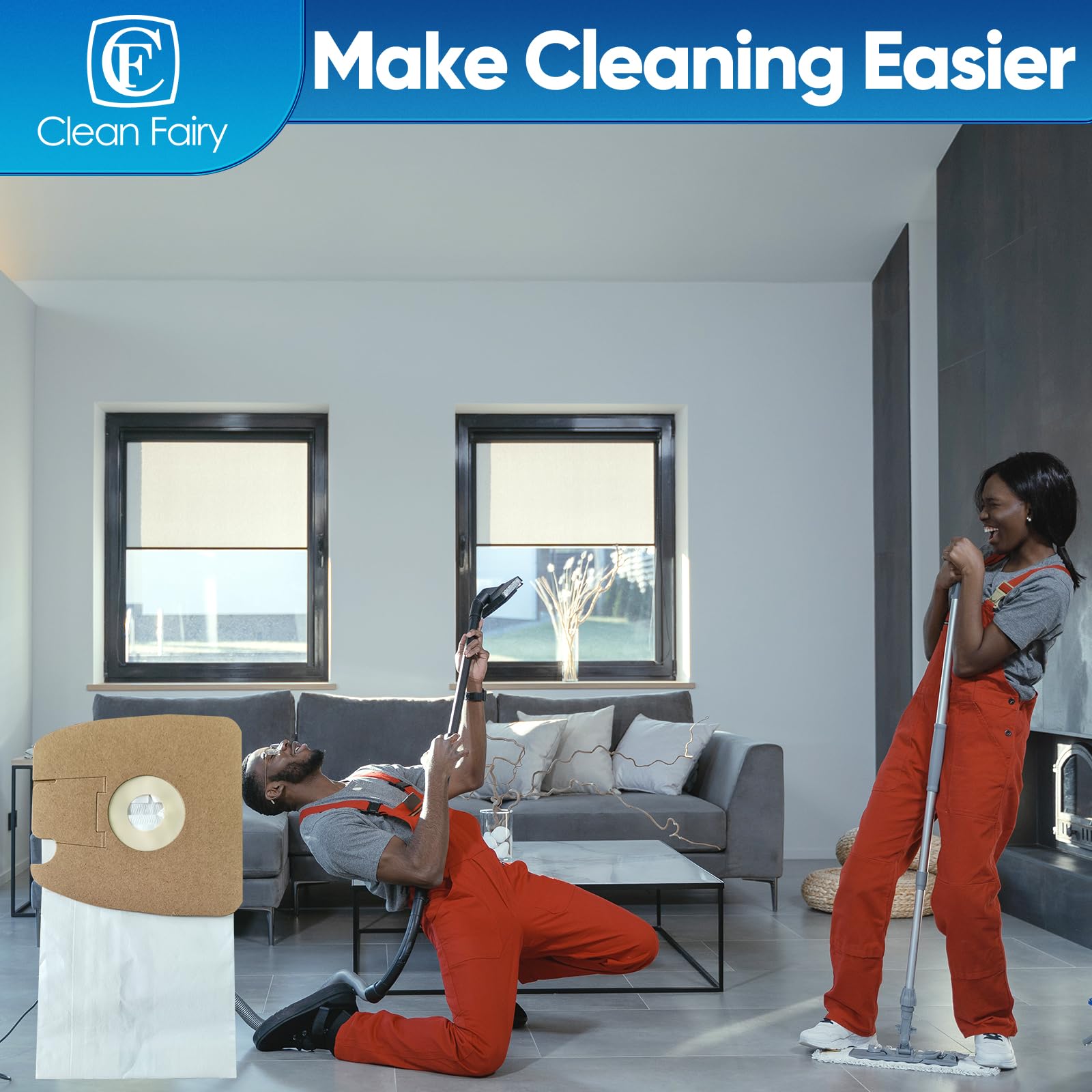 15Pack CF Clean Fairy Vacuum Cleaner Bags Compatible with Eureka Mighty Mite 3670 and 3680 Canister models Replacement for Eureka MM 60295A 60295B
