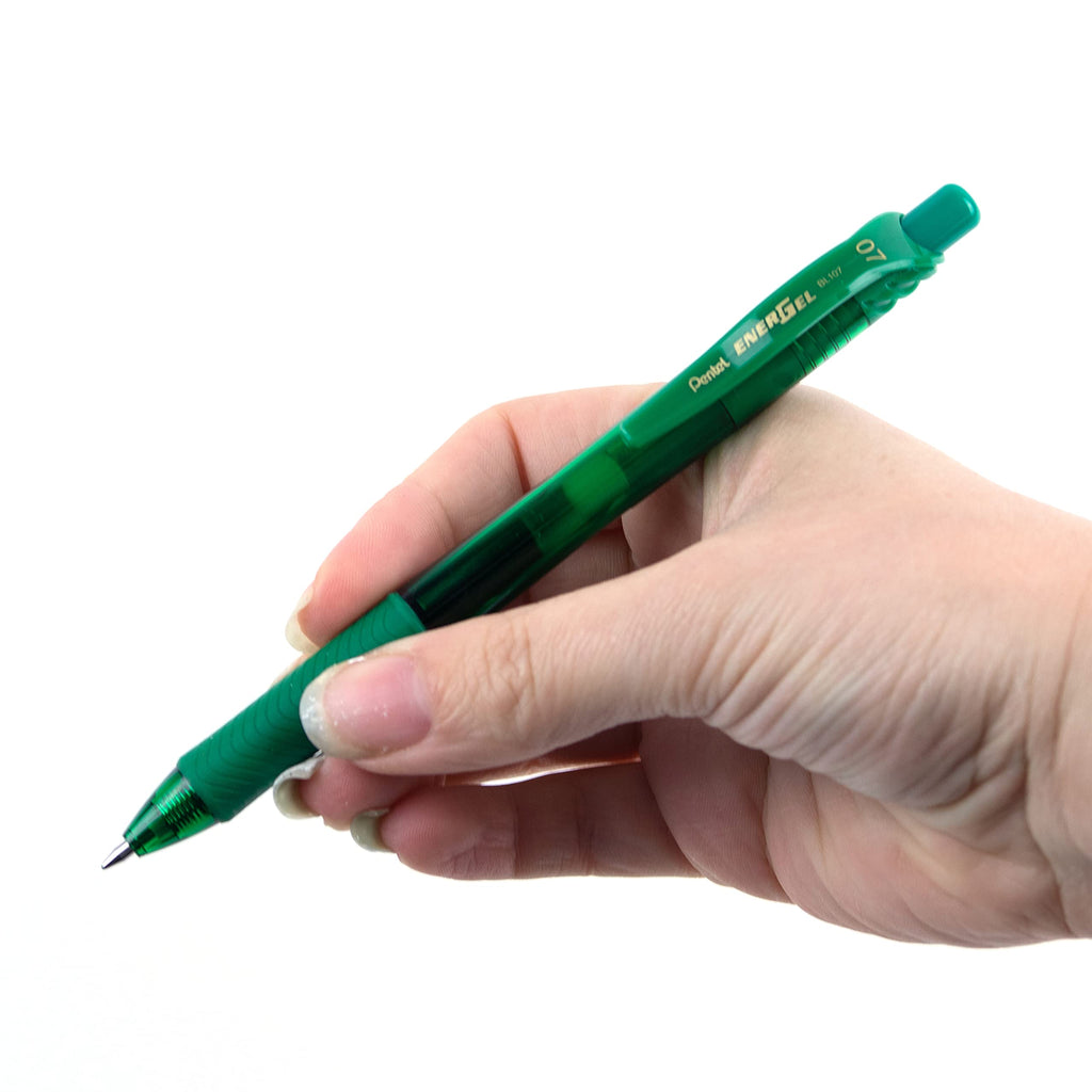 Pentel EnerGel X Retractable Liquid Gel Rollerball Pen, Everyday Use, Office Supplies, School Supplies, 0.7mm Medium Point, Green Ink, BL107-D, Box Of 12