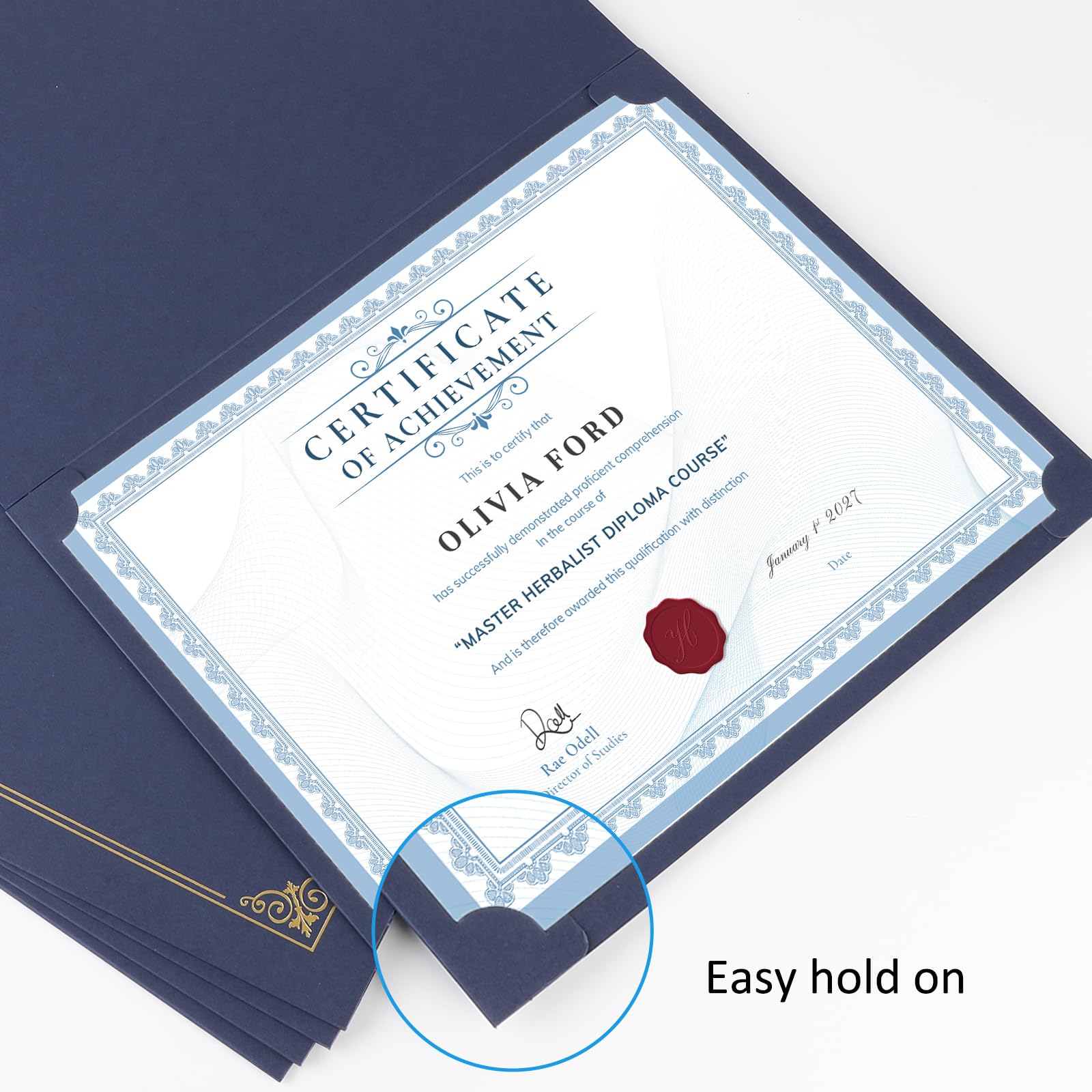 suituts 25 Pack Certificate Holders, Blue Diploma Holders, Documents Cover with Gold Foil Border, for 8.5 x 11 Award Certificate Paper Letter Size