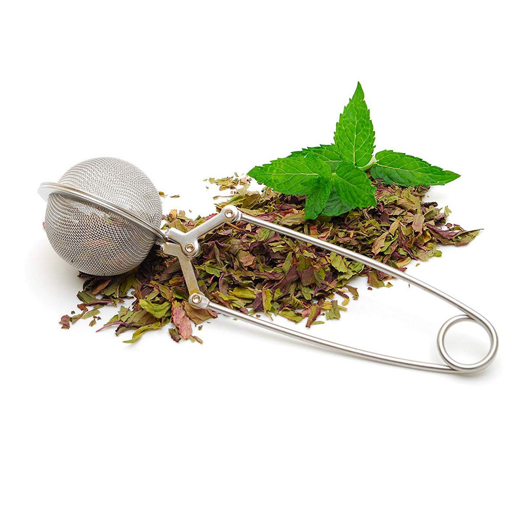 SUNTRADE Handle Stainless Steel Mesh Snap Ball Loose Leaf Tea Infuser Strainer Secure Locking (2)