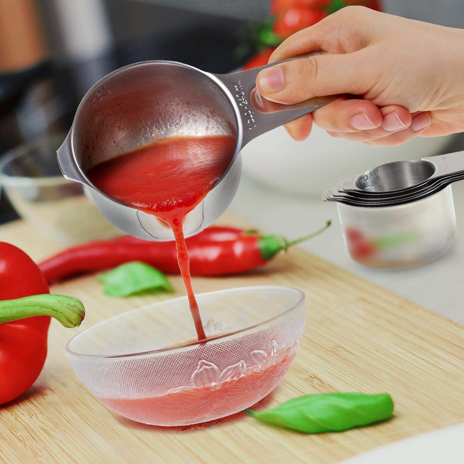 Measuring Cups Stainless Steel 7 Piece Stackable Set for Dry or Liquid Ingredients Measurement - Kitchen Gadgets & Utensils Metal Measuring Cups Best for Cooking & Baking…