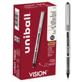 uni-ball VISION Rollerball, Stick Roller Ball Pen Fine-0.7mm, 12 Pack, Black Ink (60126)