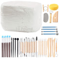 ReArt Natural Air-Dry Clay, Pottery Clay10LBs with 40 Pcs Pottery Tools Clay Sculpting Tool Set, All-Purpose Modeling Clay (White)
