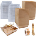 Zentriqlla 100 Pack Charcuterie Boxes with Clear Lids, Disposable Bakery Dessert Containers, Kraft Bakery Box with Twine & Stickers for Sandwich, Snacks, Cakes, Weddings, Strawberries, 5"x5"x2.6"