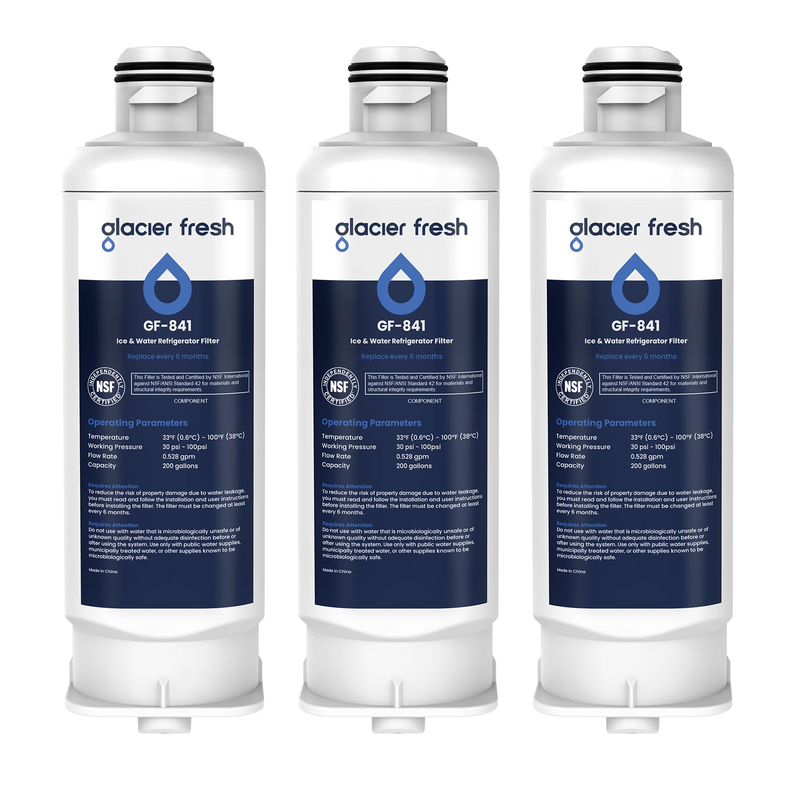Glacier Fresh Replacement for DA97-17376B Refrigerator Water Filters, HAF-Qin, HAF-Qin/EXP, DA97-08006C, RF23M8070SG, RF23M8070SR, RF23M8090SG, RF23M8090SR, RF23M8570SR, RF23M8590SG (3 Pack)