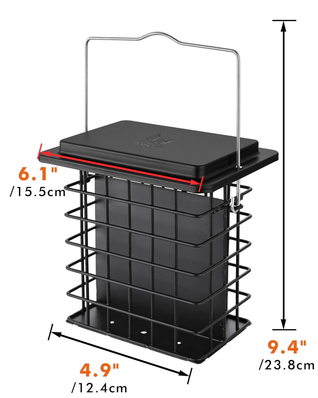 iBorn Double Suet Feeder- Metal Roof Bird Feeder with Taller Grid for Woodpeckers, Suet Cake Cage Bird Feeder for Outdoors Hanging,Easy-Clean & Refill,Metal Black（Pack of 1）