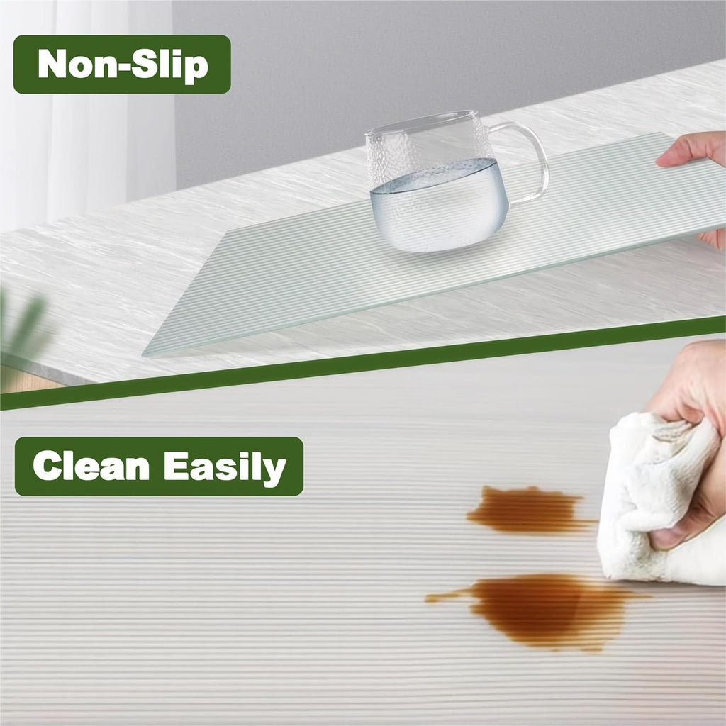 Non Adhesive Drawers Shelf Liner, 16 Inch x 240 Inch Non-Slip Cabinet Liner, Washable Oil-Proof for Kitchen Cabinet, Shelves, Refrigerator, Storage, Desks (Clear 1 Roll, 41W x 610L cm)