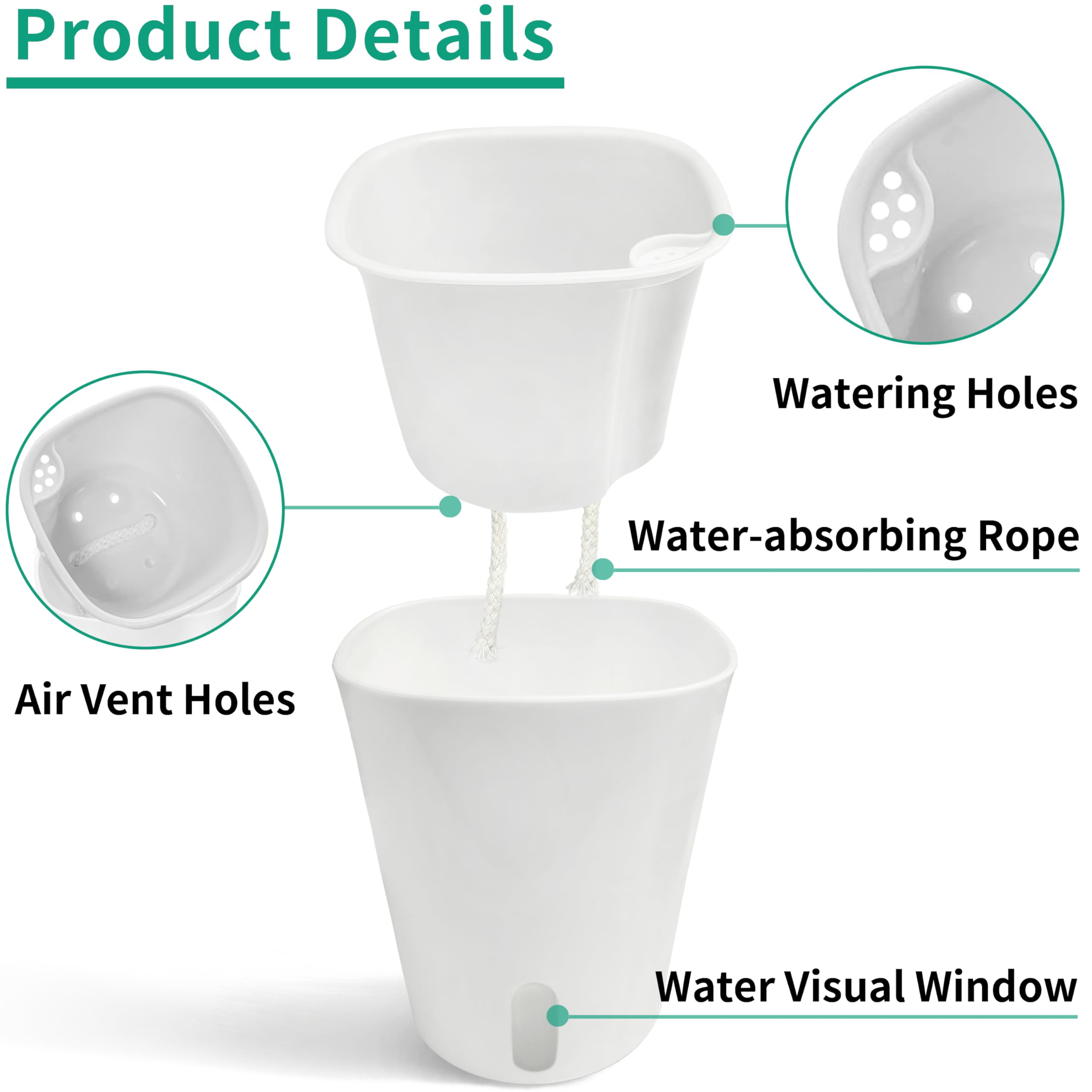 10 Pack 3 inch Self Watering Pots for Indoor Plants, Small Self Watering Plant Pots with Water Level Indicator and Multiple Vents, Self Watering Planters for Indoor Plants, Orchid, Succulent, Herbs