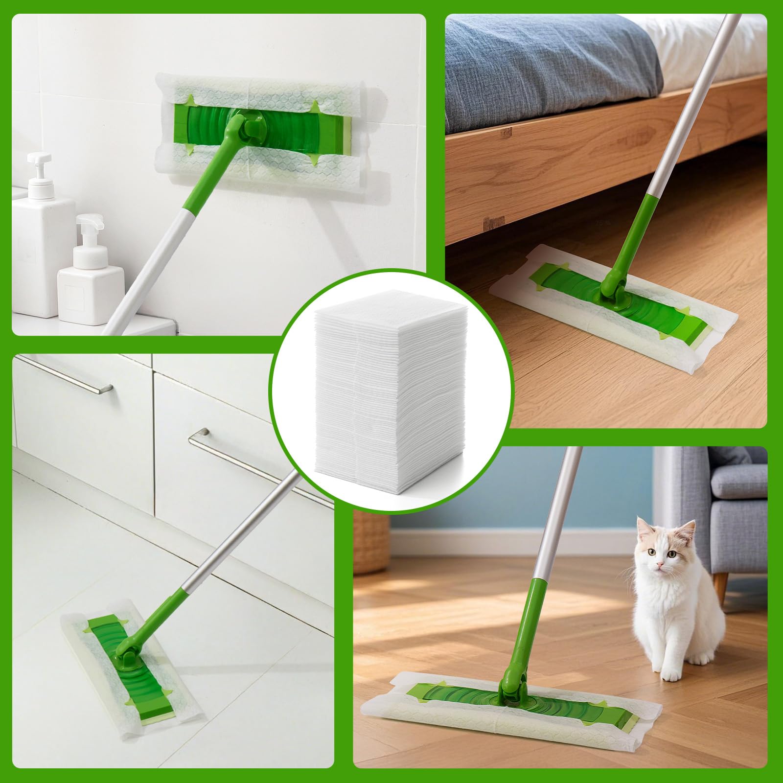 UCLEAN Dry Mop Refills Sweeper Disposable Dusting Cloths for Floor Cleaning - Electrostatic Mop Pads 160 Count 7.9"x11.6"