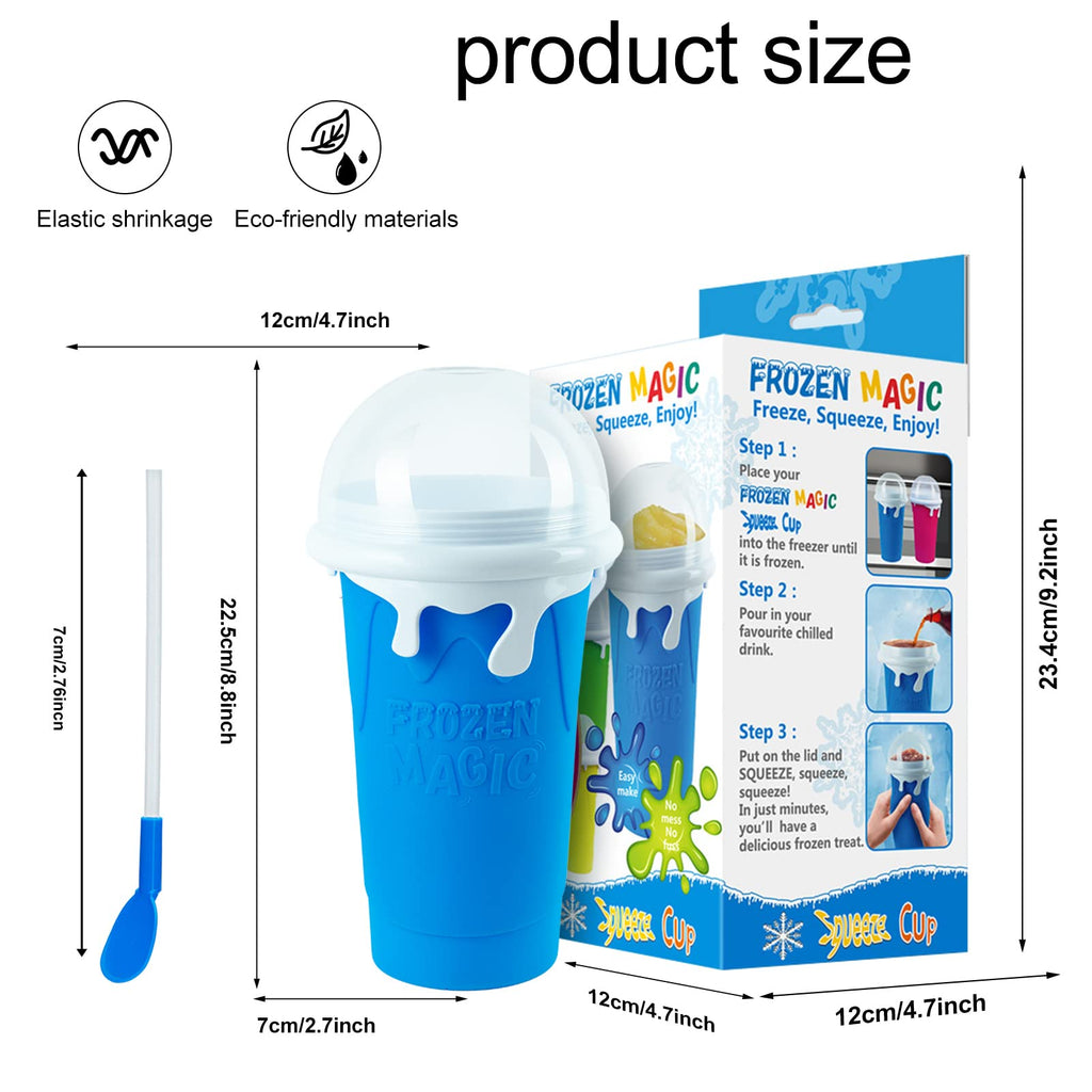 Slushie Maker Cup 2Pcs, 500ml Silicone Slushie Cup Quick Frozen Magic Slushy Cup for Milk Shake, Juice, Cola