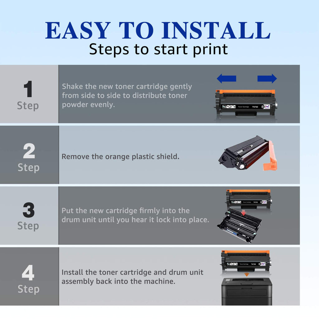 HaloFox Compatible Toner Cartridge Replacement for Brother TN760 TN-760 TN730 for Brother HL-L2350DW HL-L2395DW HL-L2390DW HL-L2370DW HL-L2379DW MFC-L2750DW MFC-L2710DW DCP-L2550DW Printer (2 Black)
