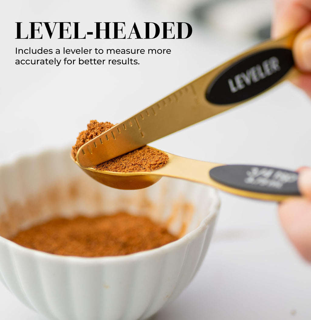 Magnetic Measuring Spoons Set - Stainless Steel Measuring Spoons - Magnetic Measuring Spoon Set, Gold Measuring Spoons Magnetic, Cute Measuring Spoons for Cooking & Baking
