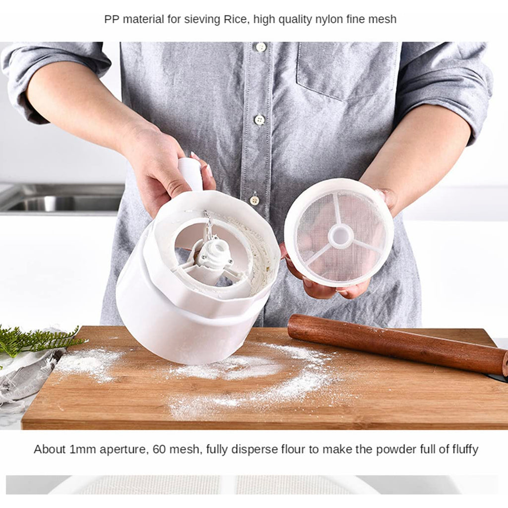 4 Cup Electric Flour Sifter, Fine Mesh Stainless Steel Baking Sieve Handheld Flour Sieve, Automatic Flour Strainer Battery Operated Powder Sieve Strainer for Baking Cakes, Pastries, Pies and Desserts