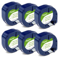 Compatible with Dymo LetraTag Refills White Paper 91330 10697 Label Tape 12mm x 4m for Dymo Letra Tag LT-100H LT-100T Plus 200b QX50 2000 Label Maker Refills, 6-Pack 1/2 Inch x 13 feet
