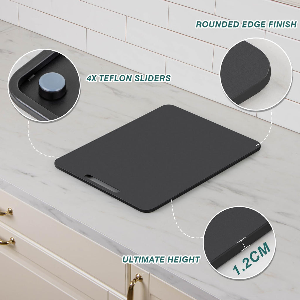 ANBOXIT Metal Appliance Slider, Sliding Tray for Coffee Maker,360° Effortless Movement,Small Appliance Rolling Tray for Counter, Coffee Pot Slider, Deep - Large (16"D x 12"W)