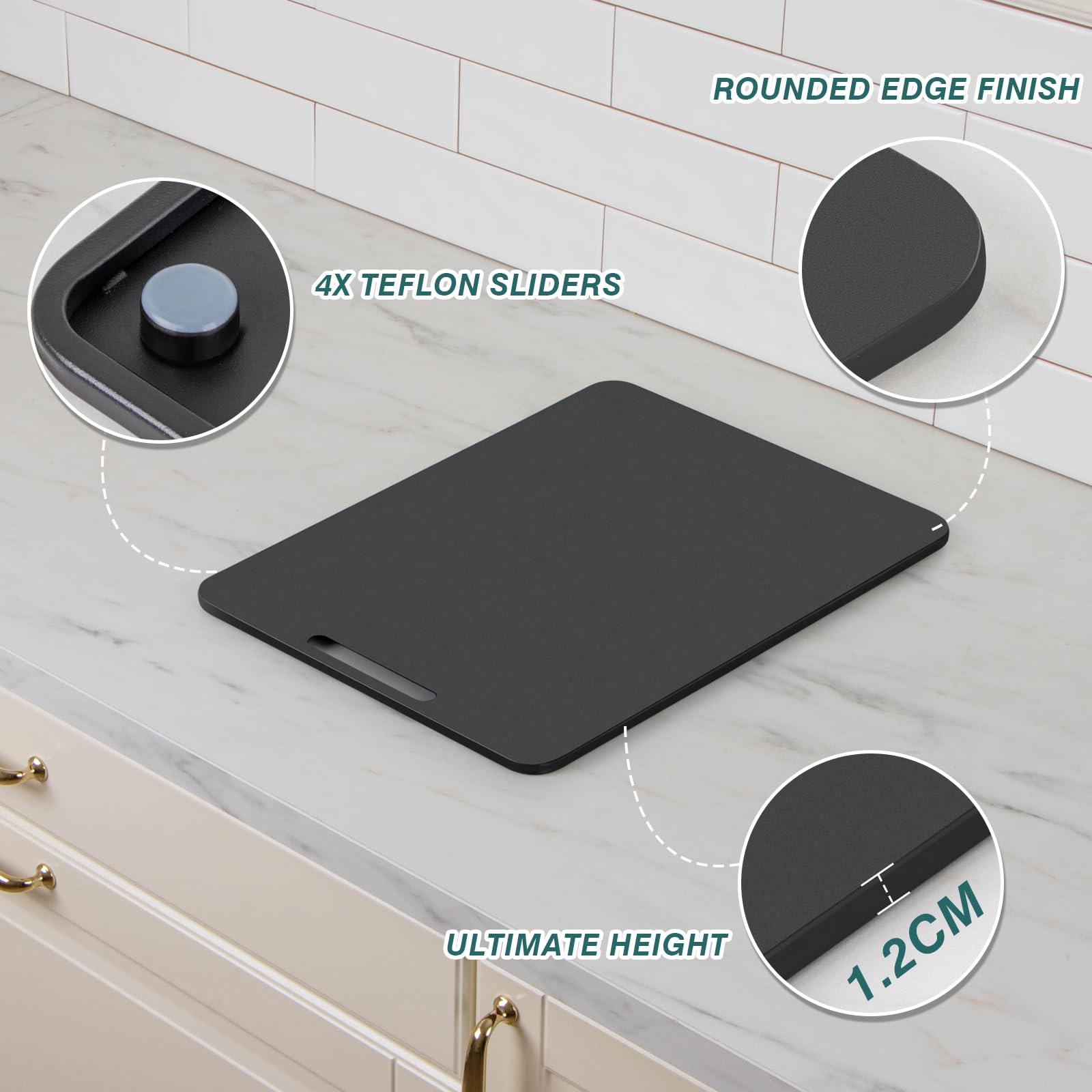 ANBOXIT Metal Appliance Slider, Sliding Tray for Coffee Maker,360° Effortless Movement,Small Appliance Rolling Tray for Counter, Coffee Pot Slider, Deep - Large (16"D x 12"W)