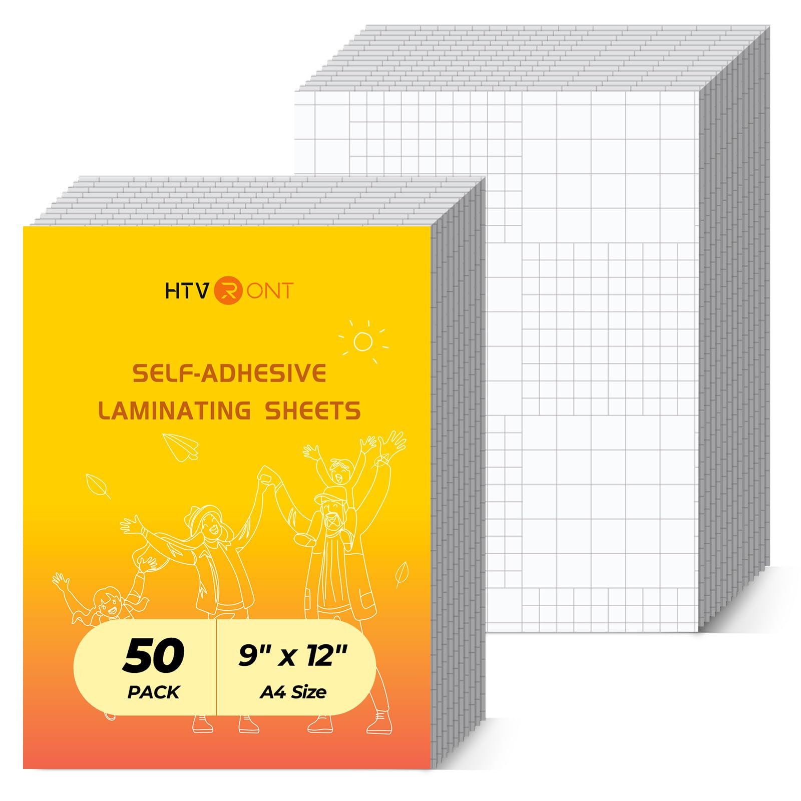 HTVRONT Self Adhesive Laminating Sheets-50 Sheets 9 X 12 Inches, No Machine Needed Clear Laminating Sheets