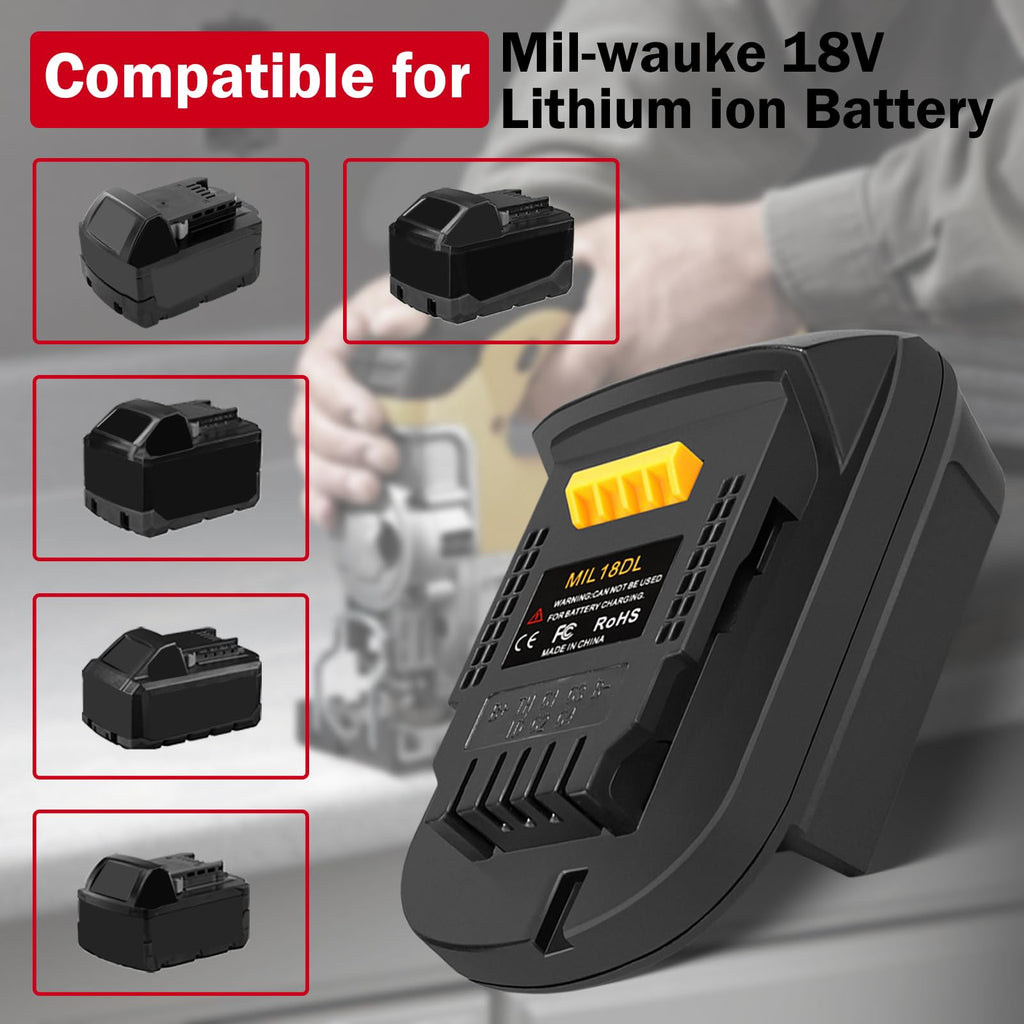 ZDTZAN Battery Adapter MIL18DL for Milwaukee M18 18V Battery to Dewalt 20V Lithium-ion Battery Tools, Convert Milwaukee M18 Battery to Dewalt 20V Tools Use