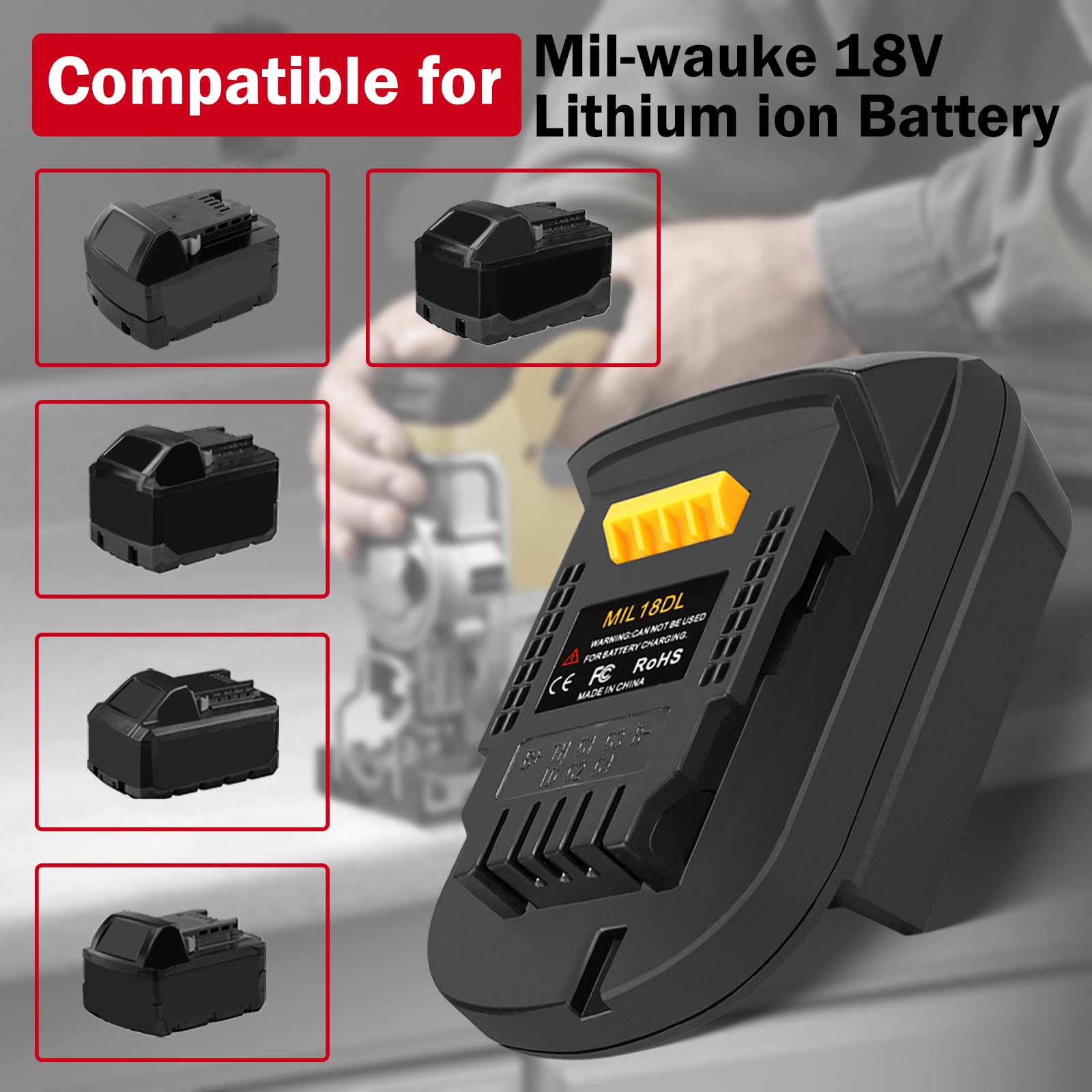 ZDTZAN Battery Adapter MIL18DL for Milwaukee M18 18V Battery to Dewalt 20V Lithium-ion Battery Tools, Convert Milwaukee M18 Battery to Dewalt 20V Tools Use