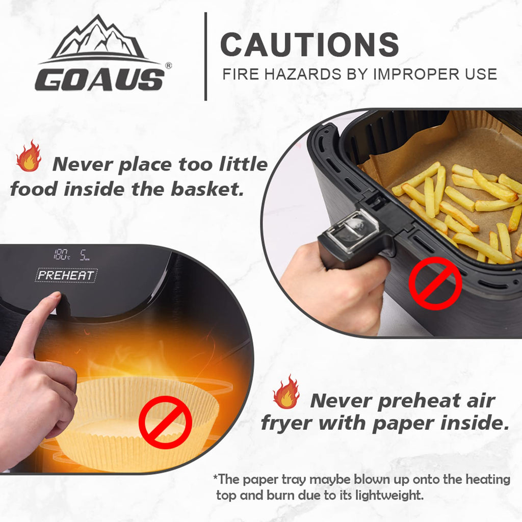 GOAUS Air Fryer Disposable Paper Liner Square Large 150 Pcs for 5 to 8 Qt Basket, 7.9 inch Unbleached Non-stick Oil-proof Parchment Paper