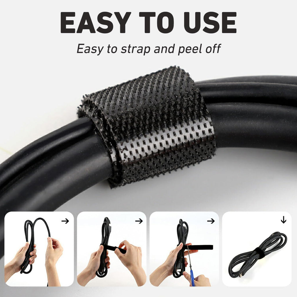 164ft 1/2 inch Fastening Cable Ties, Hitotsu Reusable Hook and Loop Roll, Self-Gripping Bundling Strips for Cord Manage,Home, Office, Electrical Cords, Host Room, Black,2 Roll
