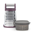 KitchenAid - Gourmet Grater, 4-Sided Stainless Steel Box Grater with Detachable Storage Container, Easy to Grate, Slice, & Shred (Beetroot)