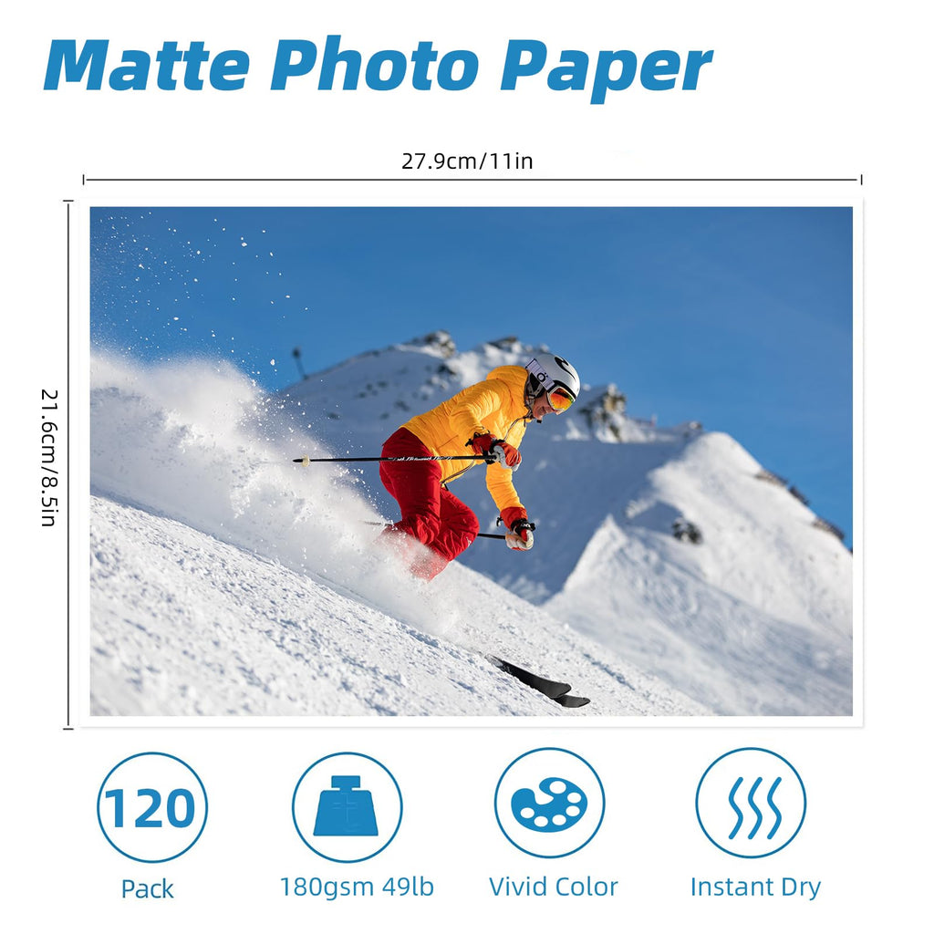 Uinkit 120 Sheets Presentation Paper Matte 8.5x11 Inkjet 49lb 180gsm Single Side Printable Photo for All Dye Ink Inkjet Printers