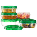PLASTICPRO 6 Pack Twist Cap Food Storage Containers with Green Screw on Lid- 8 oz Reusable Meal Prep Containers - Freezer and Microwave Safe Green Plastic Food Storage
