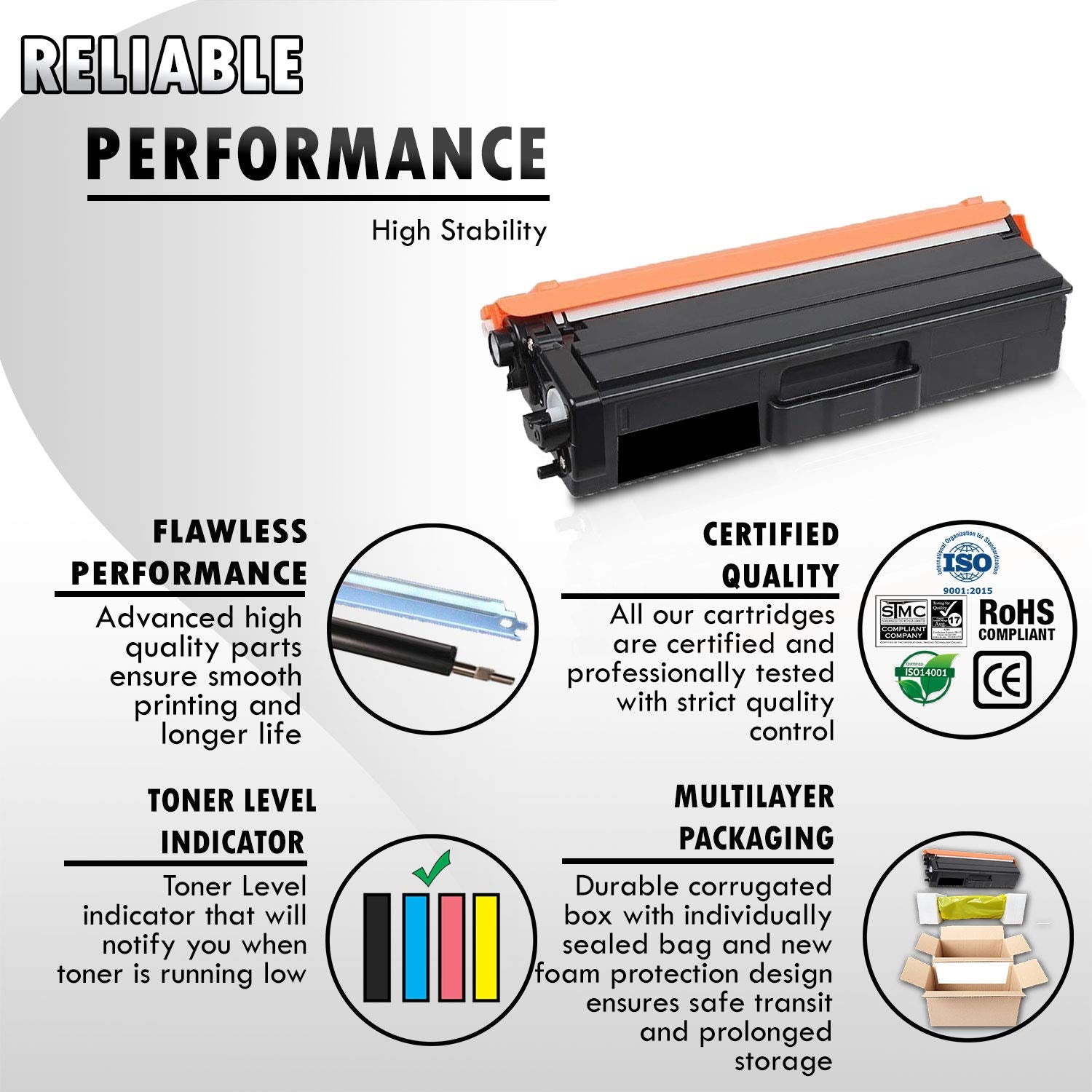 Inkfirst® Black Toner Cartridge TN433 TN433BK (TN-433 BK) Compatible Remanufactured for Brother TN433 Black MFC-L8610CDW MFC-L8900CDW HL-L8260CDW HL-L8360CDW HL-L8360CDWT