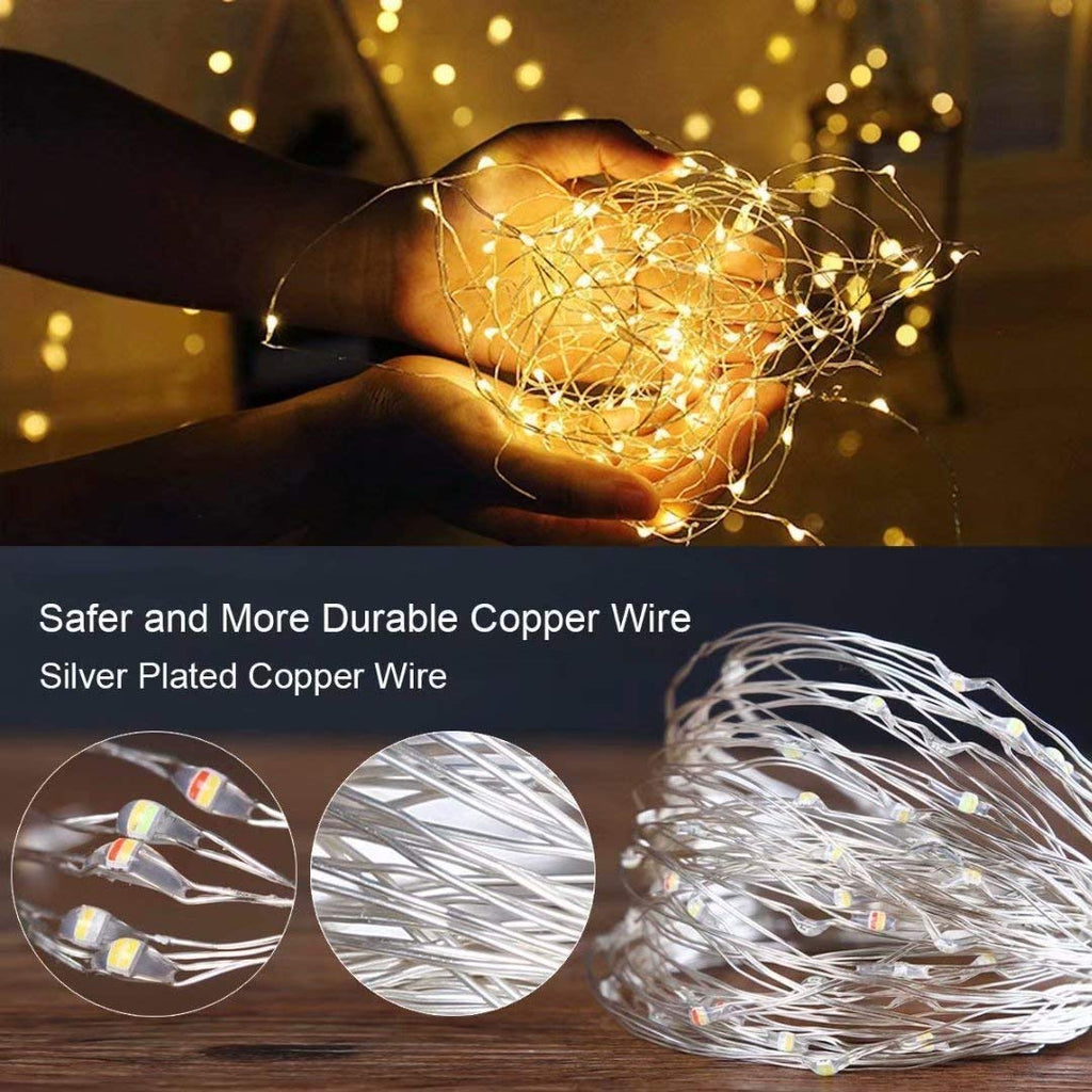 EShing Plug in Fairy Lights with Adapter Remote Timer, 8 Modes 33ft 100 LED Dimmable String Lights, Waterproof Firefly Starry Lights Twinkle Lights for Indoor Outdoor Decor (Warm White)