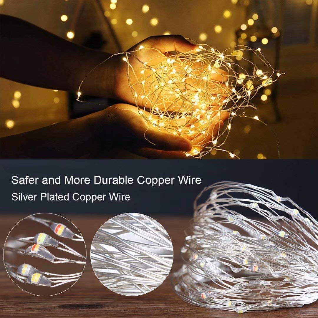 EShing Plug in Fairy Lights with Adapter Remote Timer, 8 Modes 33ft 100 LED Dimmable String Lights, Waterproof Firefly Starry Lights Twinkle Lights for Indoor Outdoor Decor (Warm White)