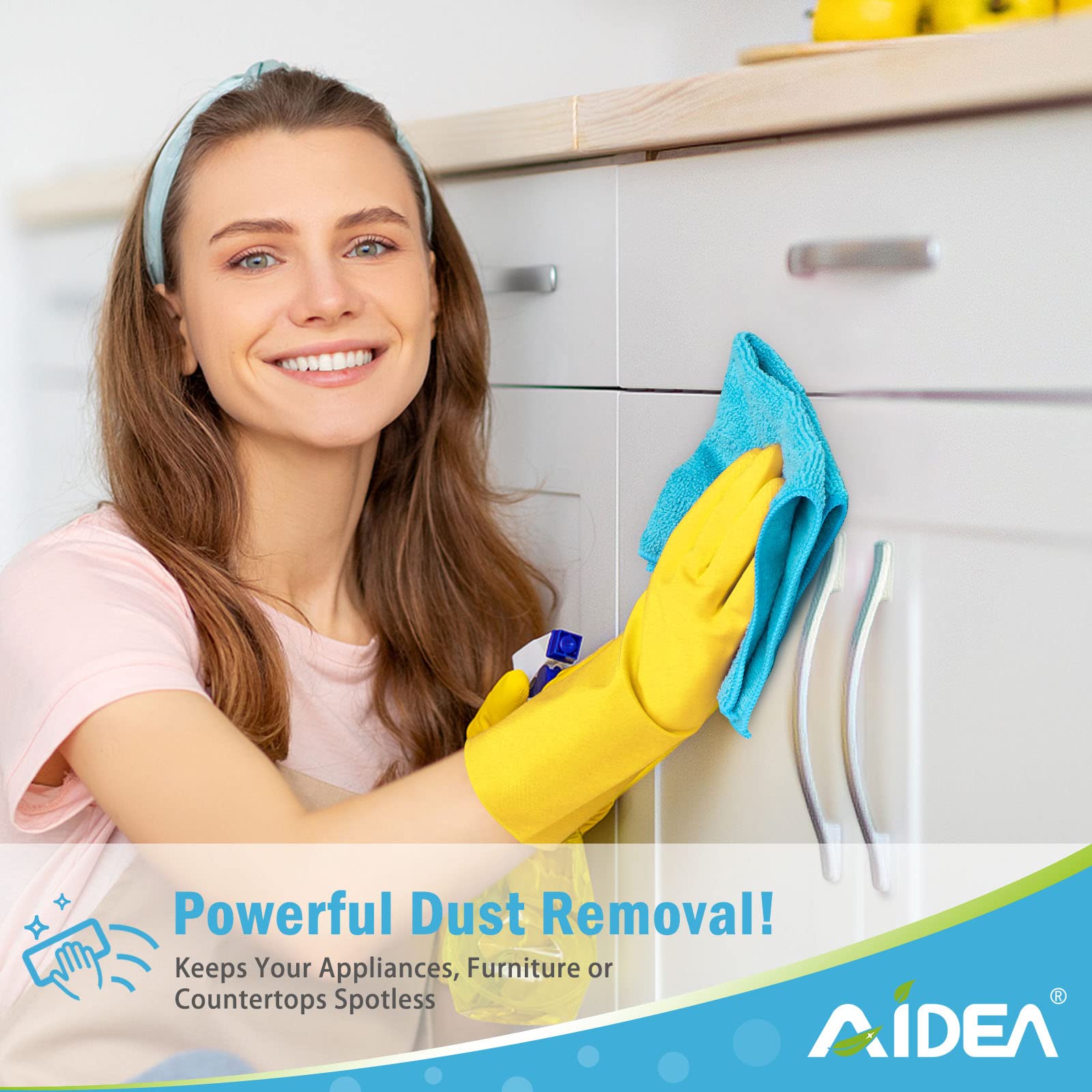 AIDEA Microfiber Cleaning Cloths-50PK, Soft Microfiber Towel, Absorbent Cleaning Supplies, Lint-Free Streak-Free Cleaning Cloths for House, Kitchen, Window(12in.x12in.)