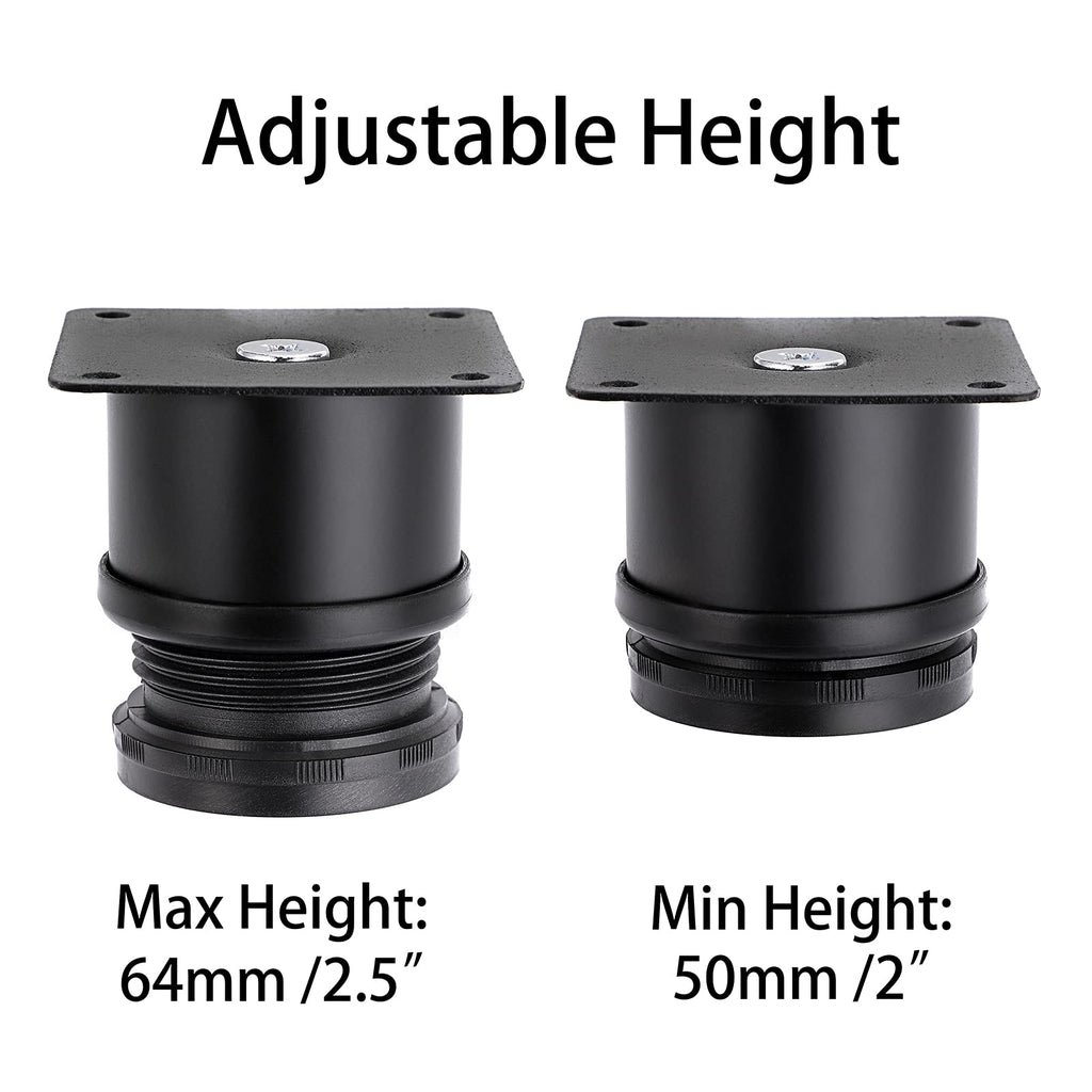 BTSKY 8Pcs 2 Inch Adjustable Height Furniture Legs Feets - Metal Furniture Risers Stainless Steel Cabinet Sofa Legs Heavy Duty Replacement Legs Extenders for Desk Table Chair