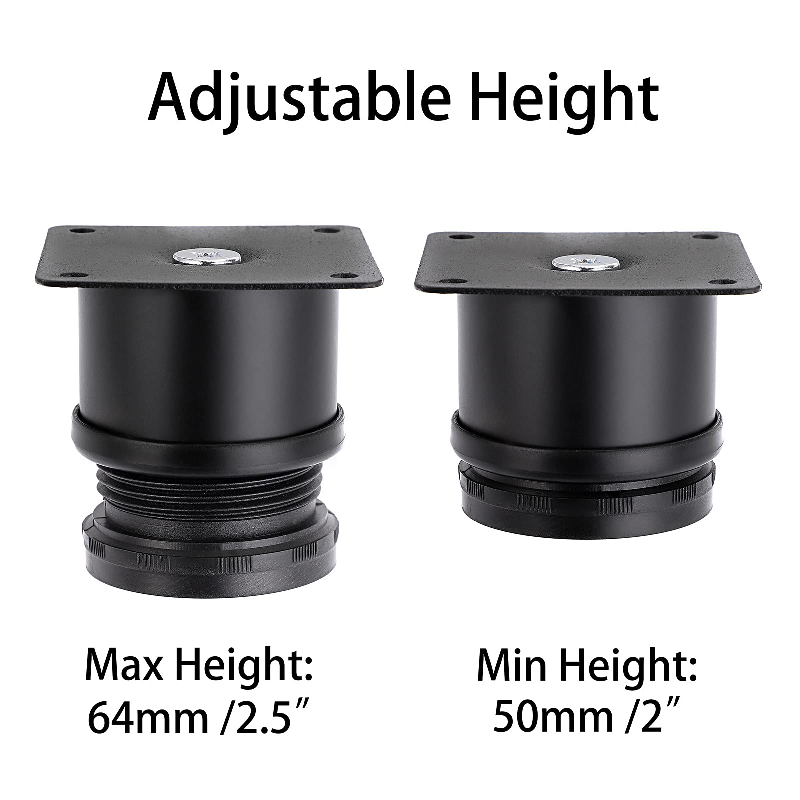 BTSKY 8Pcs 2 Inch Adjustable Height Furniture Legs Feets - Metal Furniture Risers Stainless Steel Cabinet Sofa Legs Heavy Duty Replacement Legs Extenders for Desk Table Chair